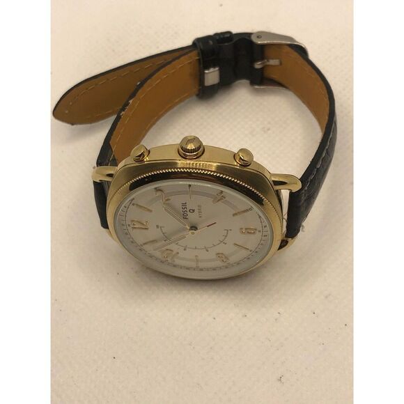 Fossil Q FTW1201 Women's Black Leather Analog Silver Dial Hybrid Smart Watch OL2 - Picture 7 of 9